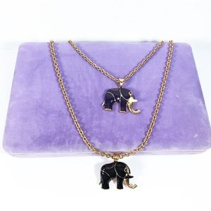 Marciano purple and black elephant long  necklace.